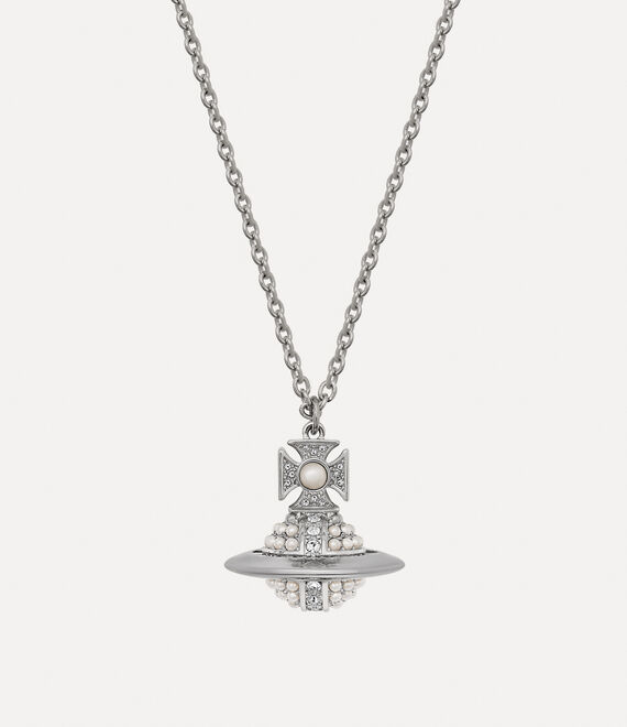 Vivienne Westwood Luzia Pendant in PLATINUM/CRYSTAL Crystal/CREAM Pearl